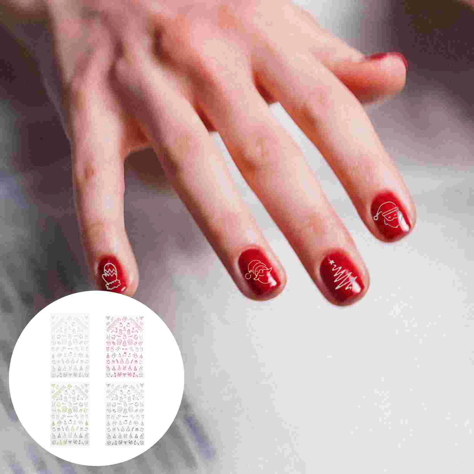 

4 Sheets Creative Christmas Nail Stickers Manicure Stickers Nail Decors Manicure Decals
