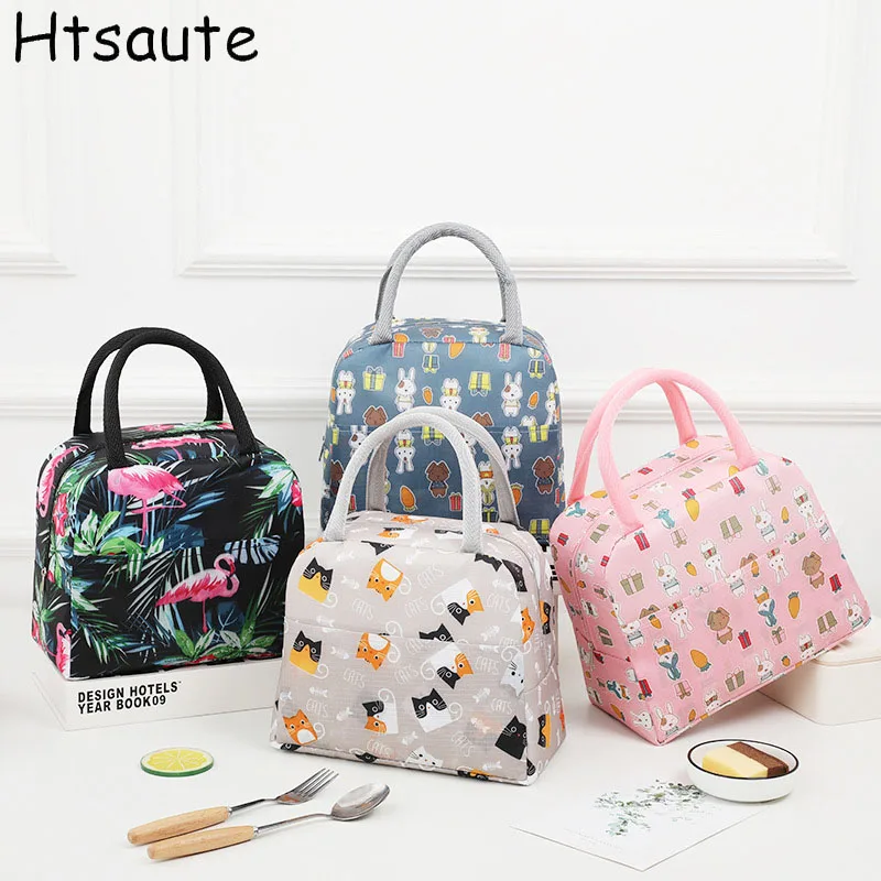 

Convenient Portable Lunch Box Cartoon Printed Bags Thermal Insulated Pouch For Kids Thickened Aluminum Lunch Bag