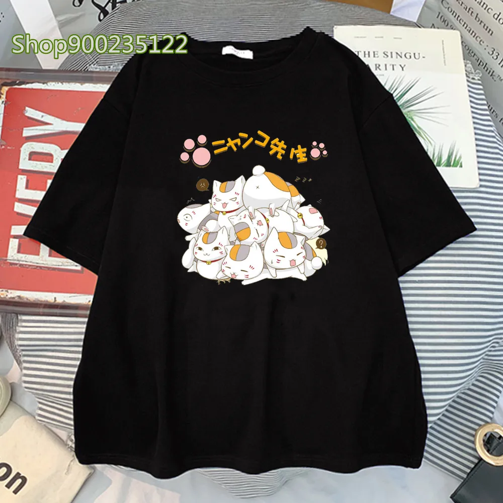 

Kawaii Cats Women Tshirt Casual Print Harajuku Funny Natsume Yuujinchou T Shirt Women Graphic Tee Shirts Summer Female T-shirt