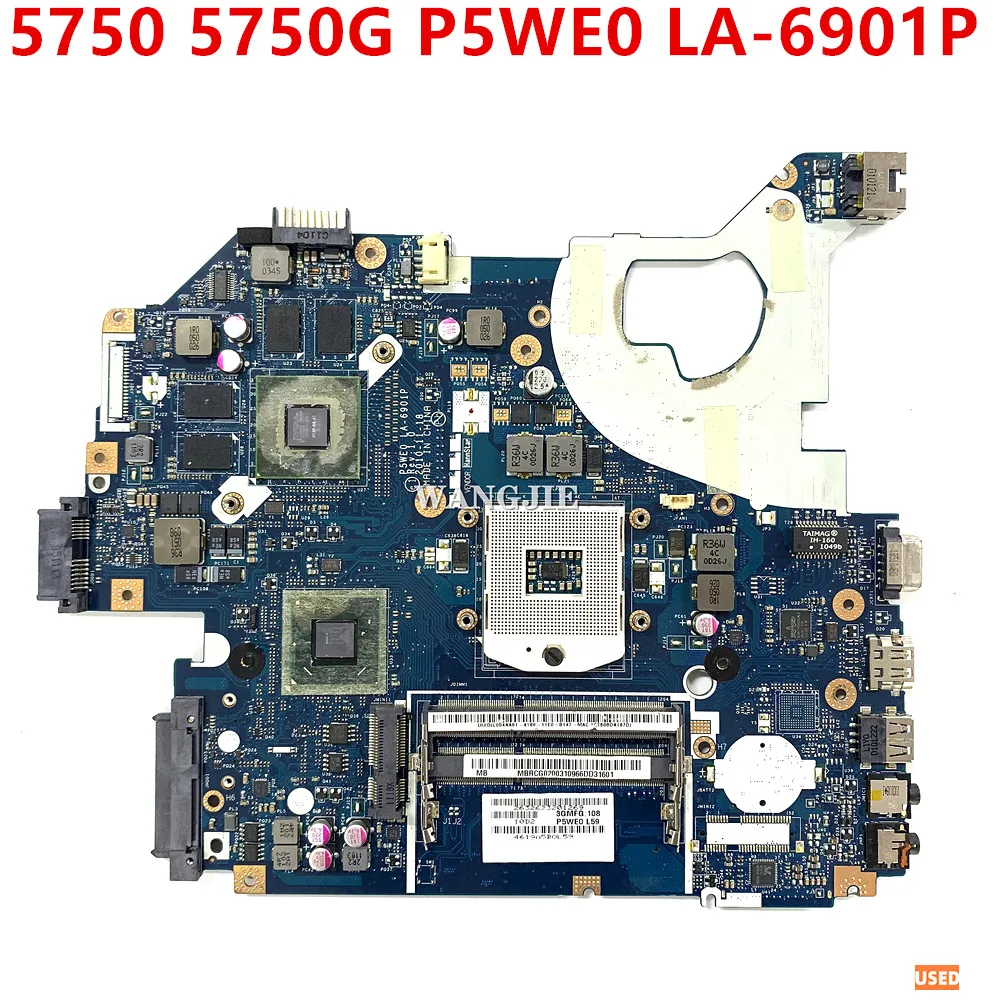 Используется для материнской платы ноутбука Acer 5750 5750G 5755 5755G HM65 P5WE0 LA-6901P GT540M MBRCG02003 MB.RCG02.003 материнская плата