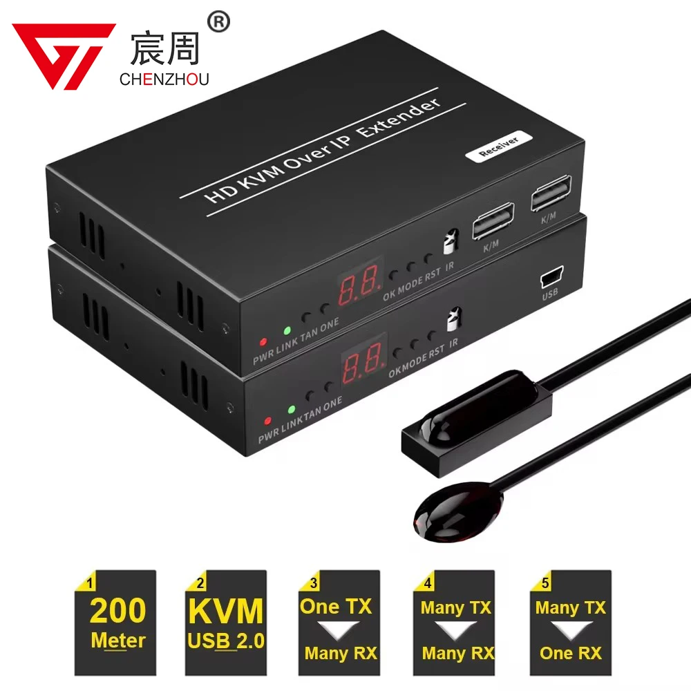 Фото 150 м HDMI квм-удлинитель через IP Ethernet Cat6 HDMI USB удлинитель матрица один к многим через гигабитный коммутатор Поддержка USB мыши клавиатуры №1
