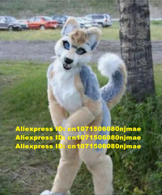 Пушистая собака хаски волк талисман костюм меховой Взрослый мультяшный персонаж