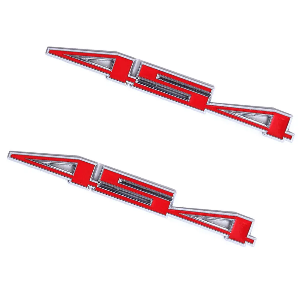 

2pcs Silver Red 454 Logo Car Side Door Fender Metal Trim Badge Emblem Universal