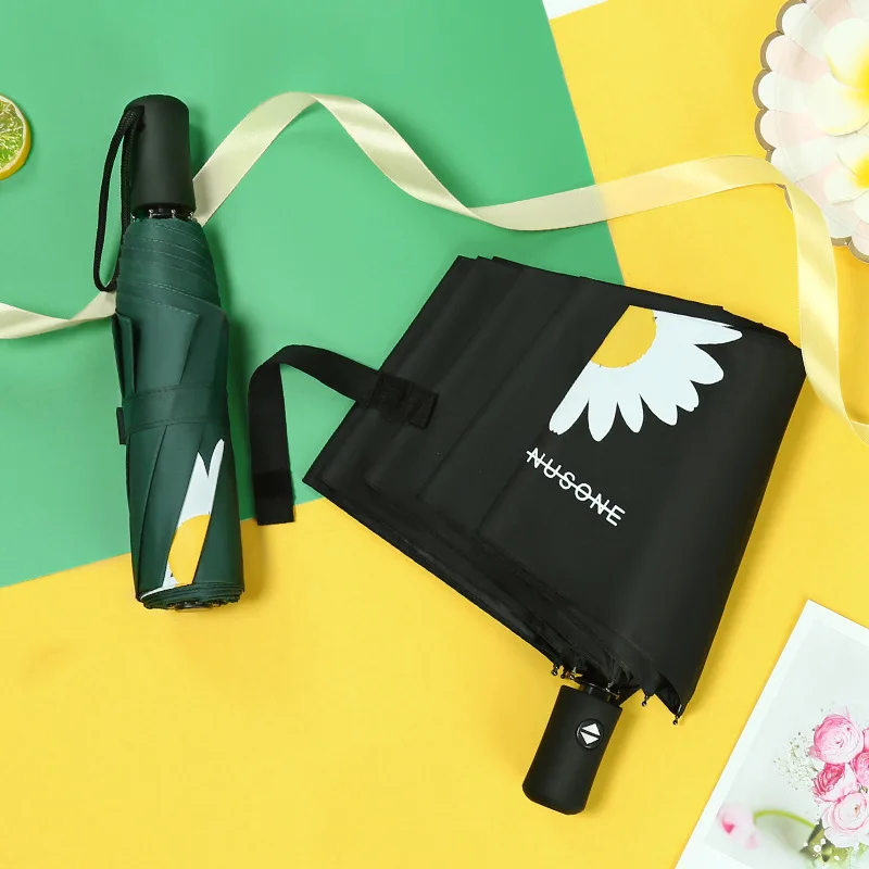 

Small daisy umbrella automatic folding for men women sunshade Girl Parasol Auto Female Waterproof Child Sun Umbrella