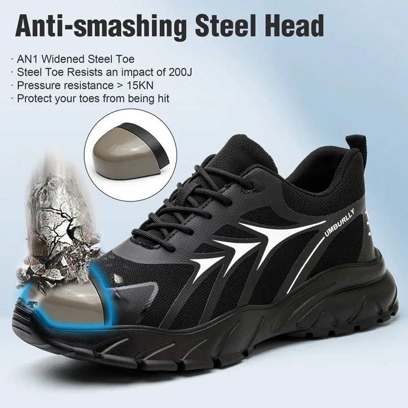 

2023 New Work Sneakers Steel Toe Shoes Men Safety Shoes Puncture-Proof Work Shoes Boots Fashion Indestructible Footwear Security
