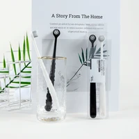 couple toothbrush 2 imported spiral toothbrush black and white round head adult soft toothbrush