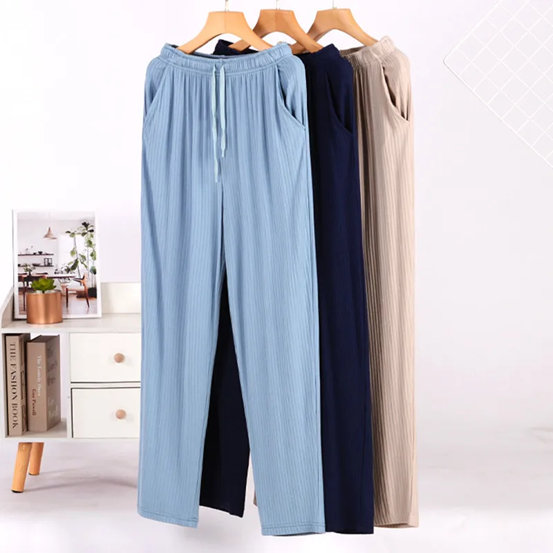 

New Pantalones De Mujer Plus Size Pajamas Pant For Women Loose Comfortable Modal Sleepwear Trousers Pockets Home Wear Pants