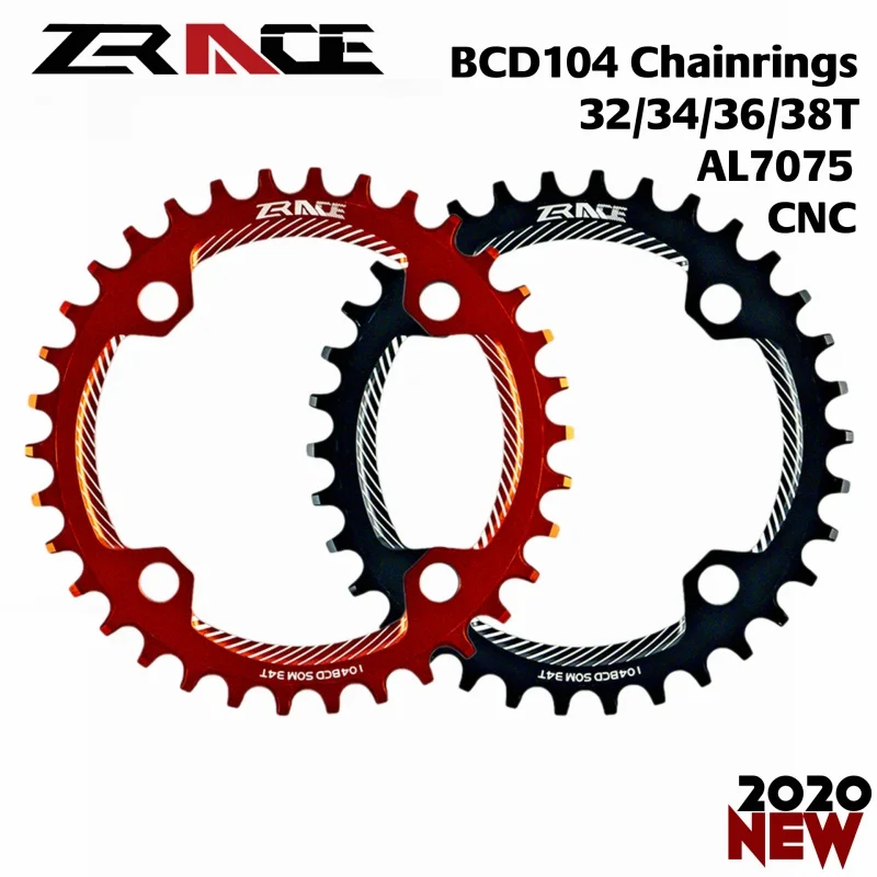 

2020 ZRACE Chainrings Chainwheels BCD104, 32T/34T/36T/38T, Narrow Width tooth AL7075 CNC for MTB