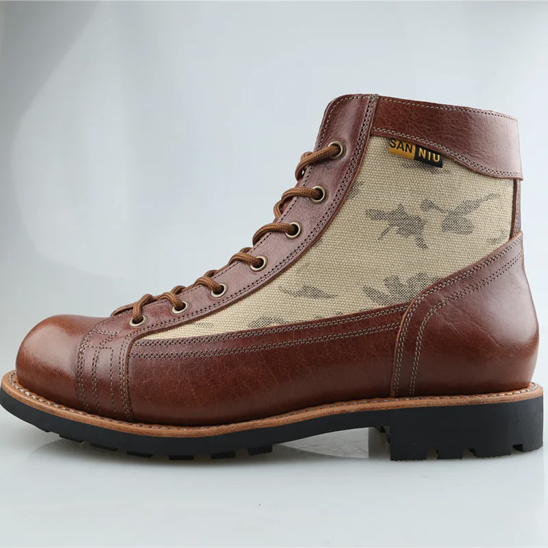 

Ботинки мужские из воловьей кожи с круглым носком, на плоской подошве