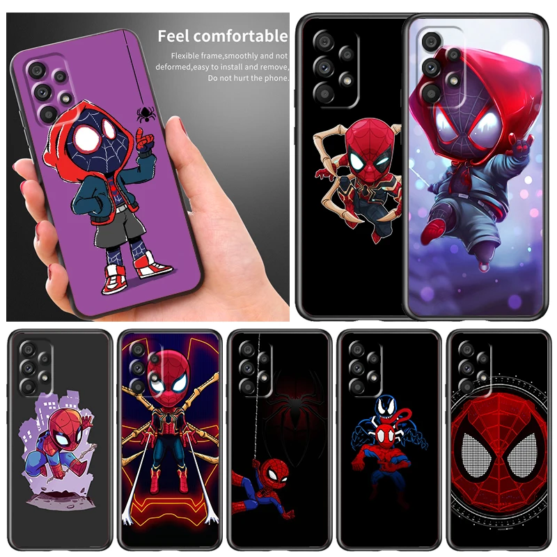 

Marvel Cartoon Spiderman Phone Case For Samsung A73 A72 A71 A53 A52 A51 A42 A33 A32 A23 A22 A21S A13 A04 A03 5G Black FUnda