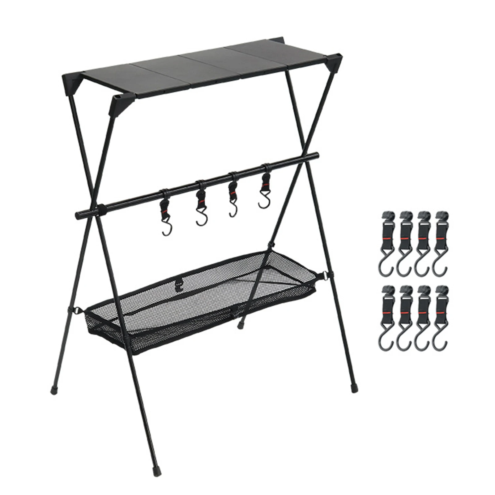 

Складная подвесная полка PicnicCollapsible для кемпинга, портативная вешалка для посуды, стойка, стойка, органайзер для хранения с крючками для верх...