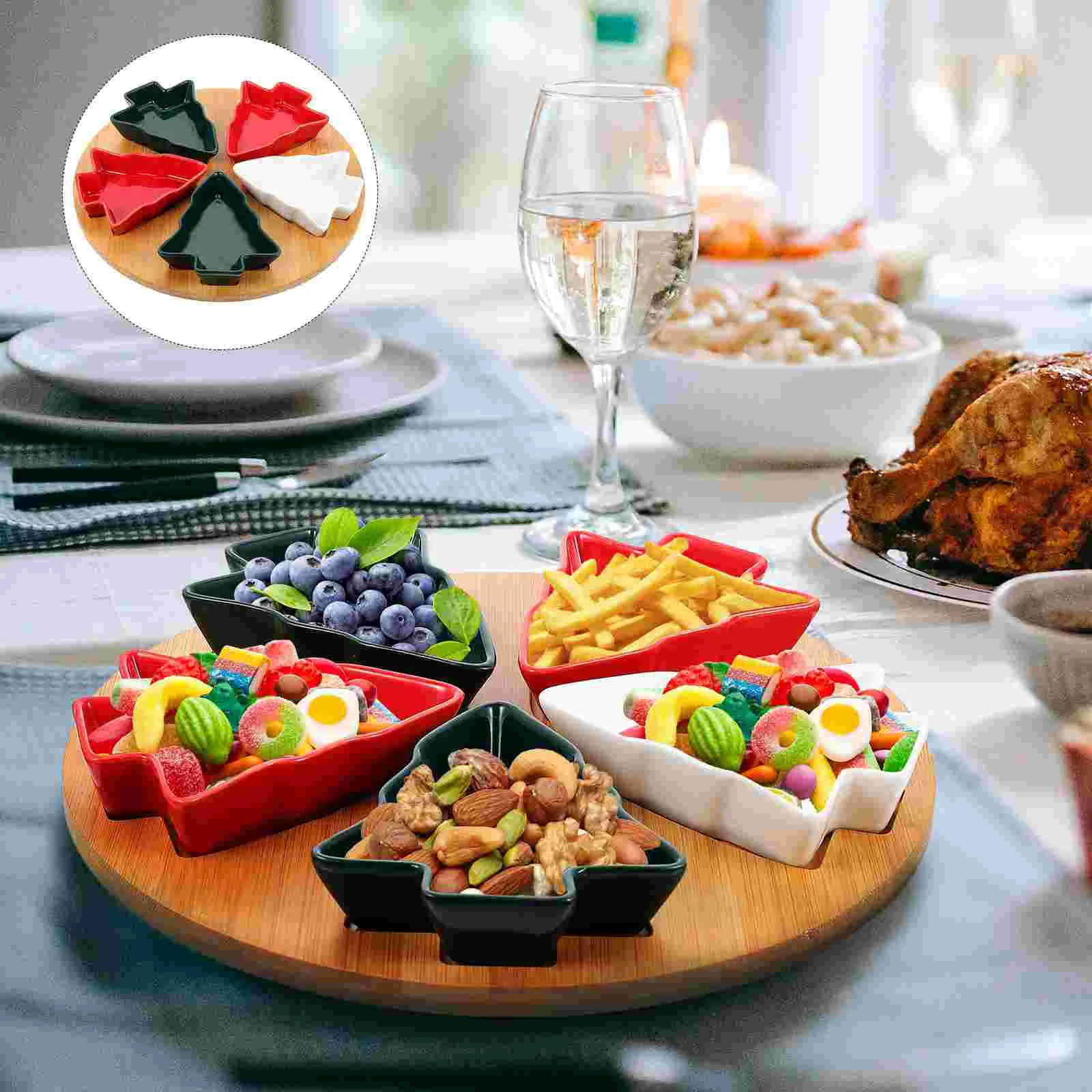 

Christmas Tree Tray Serving Candy Dish Shaped Appetizer Platter Plate Fruit Nut Snack Basket Trays Andnuts Bowl Divided