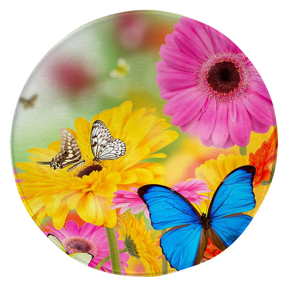 

CLOOCL Fashion Floral Round Carpet Pretty Daisy Butterfly 3D Print Floor Mats Flannel Carpets for Living Room Area Rug Alfombra