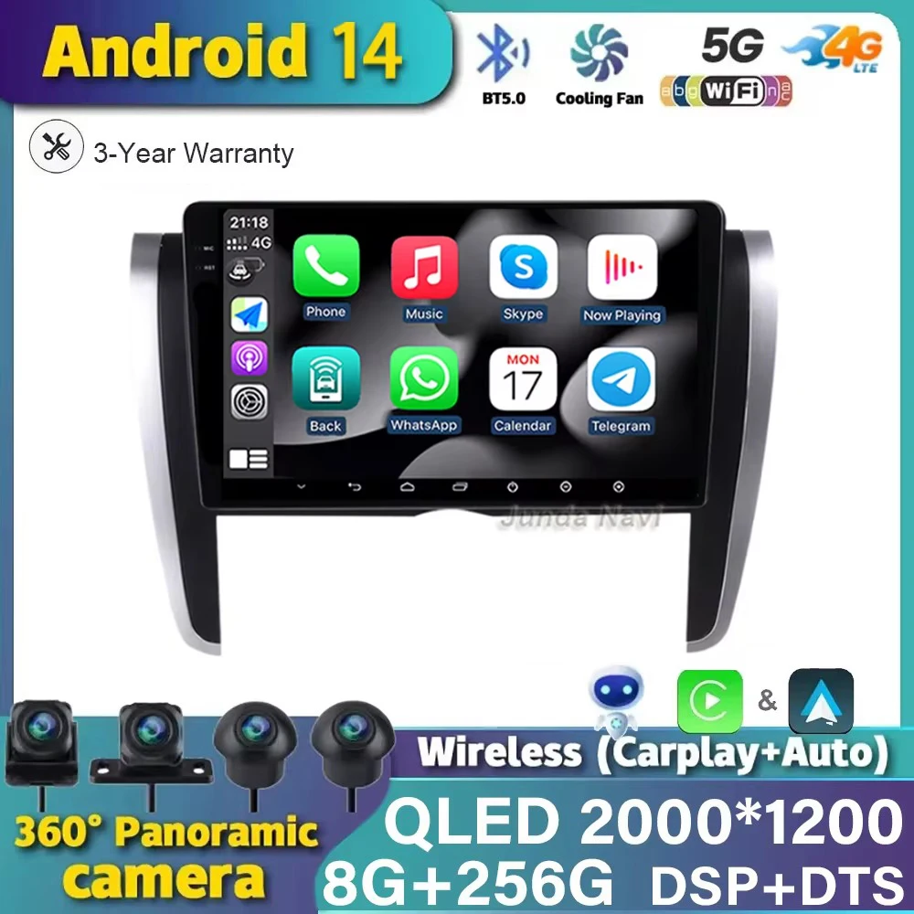 9-дюймовый для Toyota Allion T260 2007-2020 Android 14 Автомобильный радиоприемник Мультимедийный