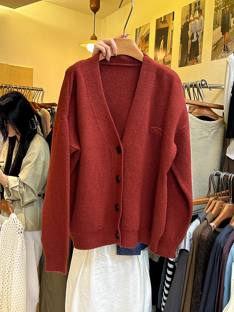 Dongdaemun Женская одежда 2024 новый ленивый свободный вязаный кардиган женский