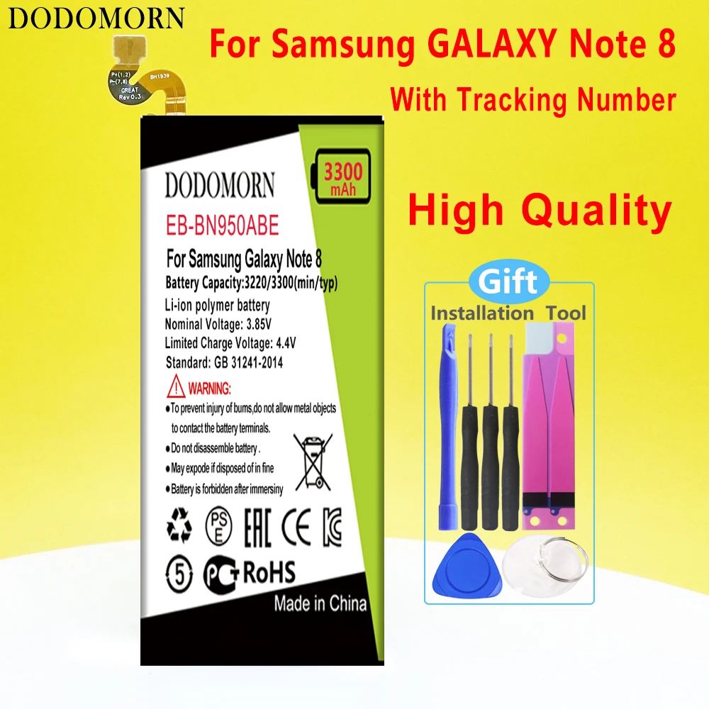 

DODOMORN EB-BN950ABA для Samsung GALAXY Note 8 N9500 N9508 EB-BN950ABE N950F/U N950A N950N высокое качество + номер для отслеживания