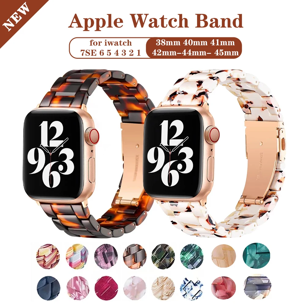 

Resin strap for apple watch band 7 44mm 40mm 42mm 38mm 41 45mm correa transparent Loop watchband for iwatch 7 6 se series 5 4 3