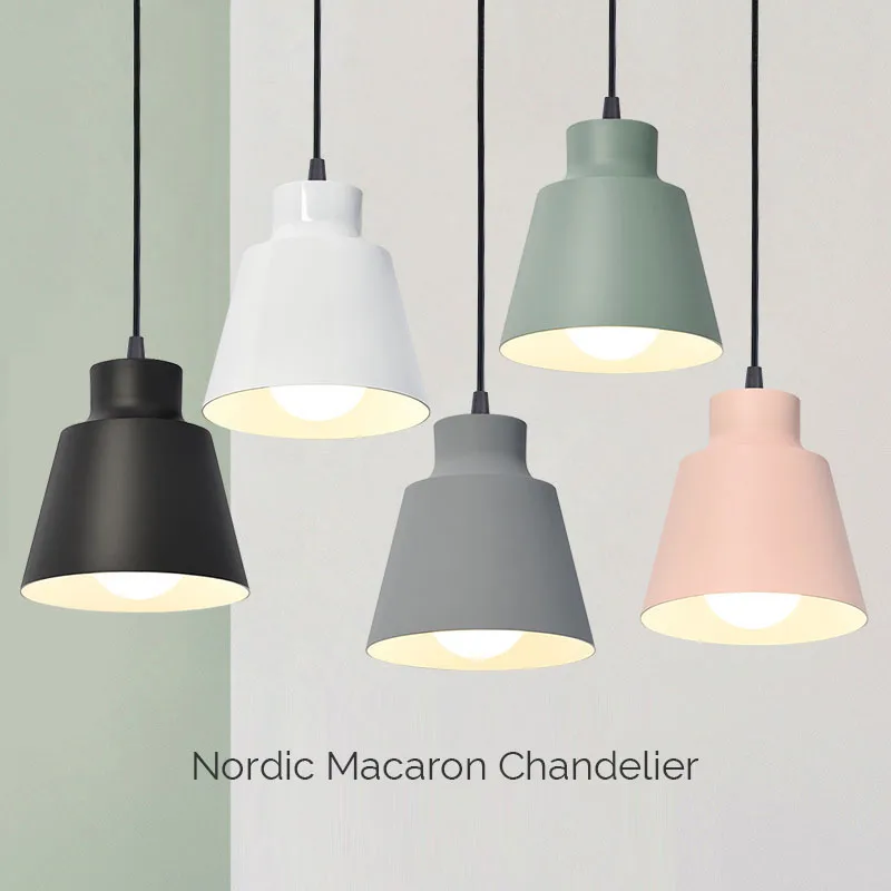 

Современная Подвесная лампа Nodric, креативный подвесной светильник, абажур Макарон E27, спальня, ресторан, гостиная, светильник ing 90-260 в