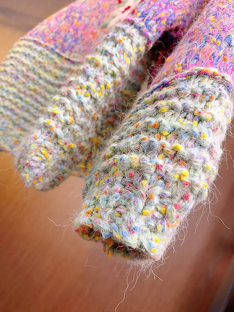 Джемпер с вышивкой крючком и цветком свитер круглым вырезом рукавами-фонариками