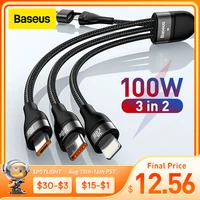 baseus 3 in 1 usb c cable for iphone 13 12 pro 11 xr charger cable 100w micro usb type c cable for macbook pro samsung xiaomi