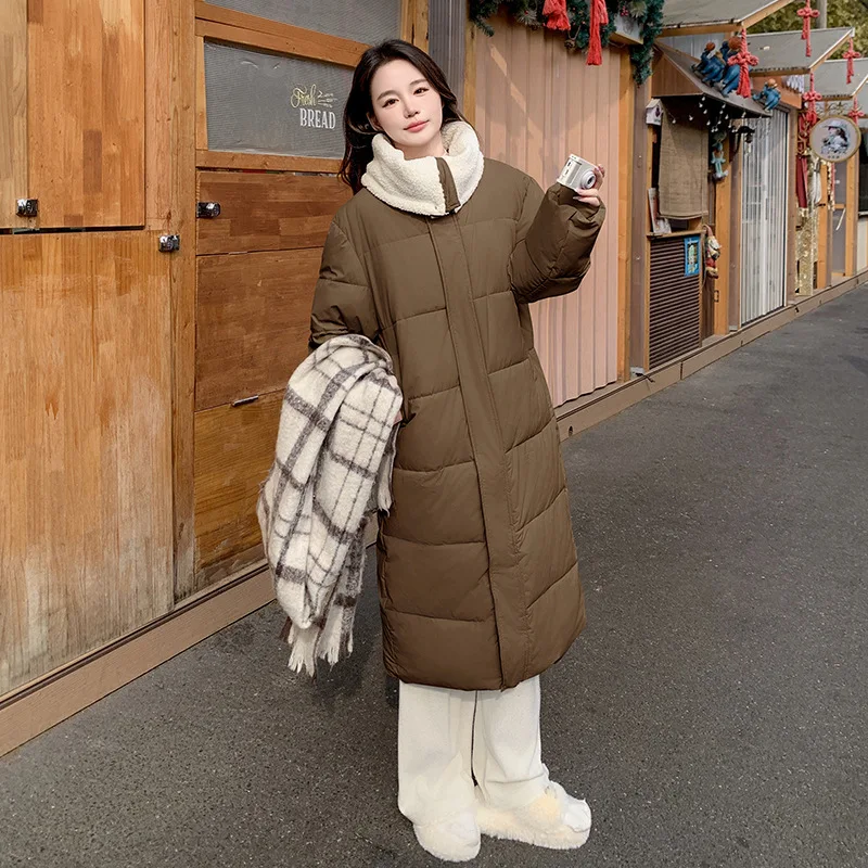 2024 Корейская куртка средней длины PinkyIsBlack с хлопковой подкладкой и большими