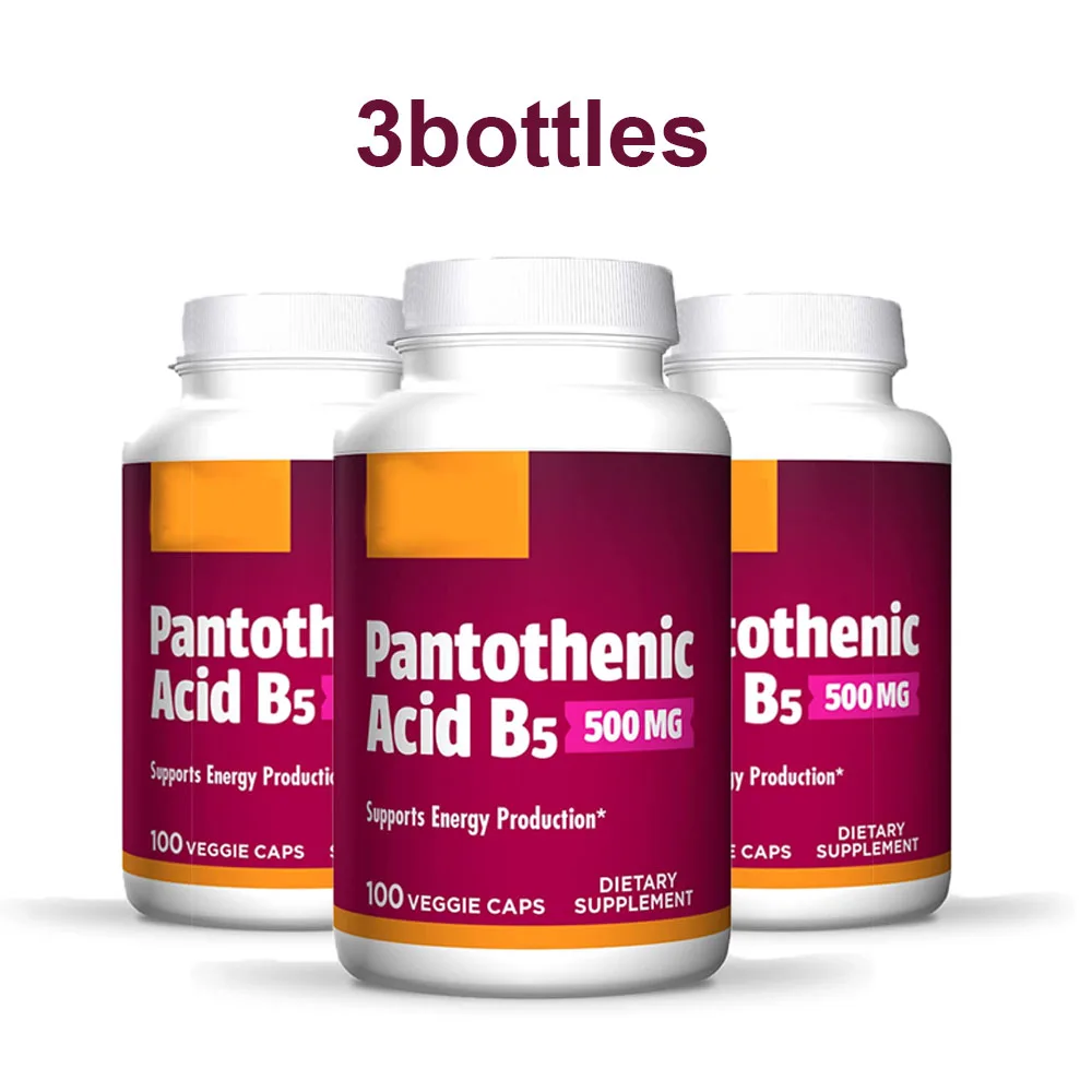 

3 бутылки, Pantothe-nic кислота B5 500 мг