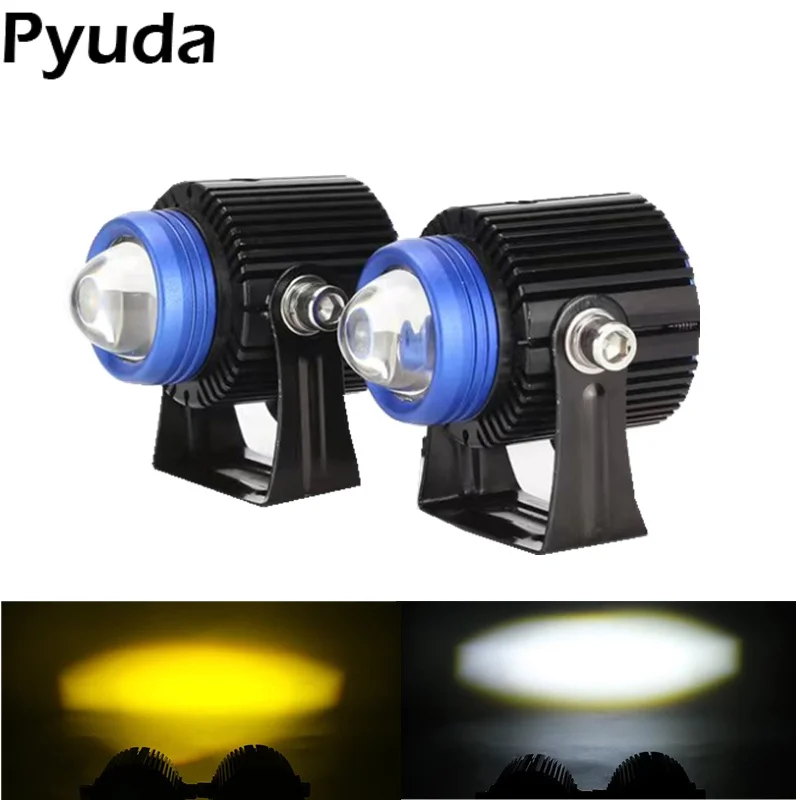 

2pcs Car Motorcycle LED Projector Lens Work Spotlights White Yellow Dual Colors 3000k 6000k High Low Beam For Motorbike Scooter