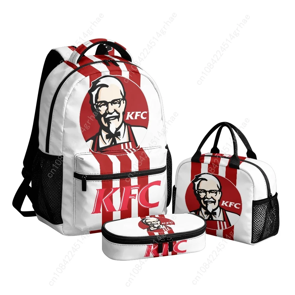 Фото Набор из 3 предметов KFC Fried Chicken Minogue Custom Leisure с принтом по всей поверхности (включает рюкзак, сумку для ланча и пенал). №3