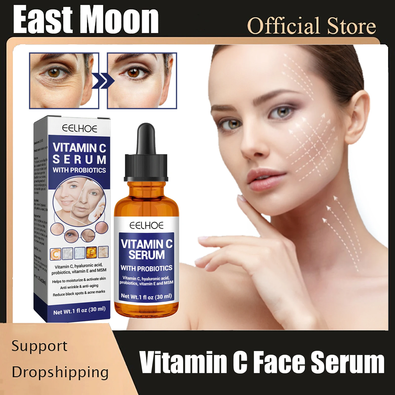 

Vitamin C Serum Deep Moisturizing Firming Wrinkles Remover Lighten Spots Whitening Brighten Anti Aging Face Serum Skin Care 30ml