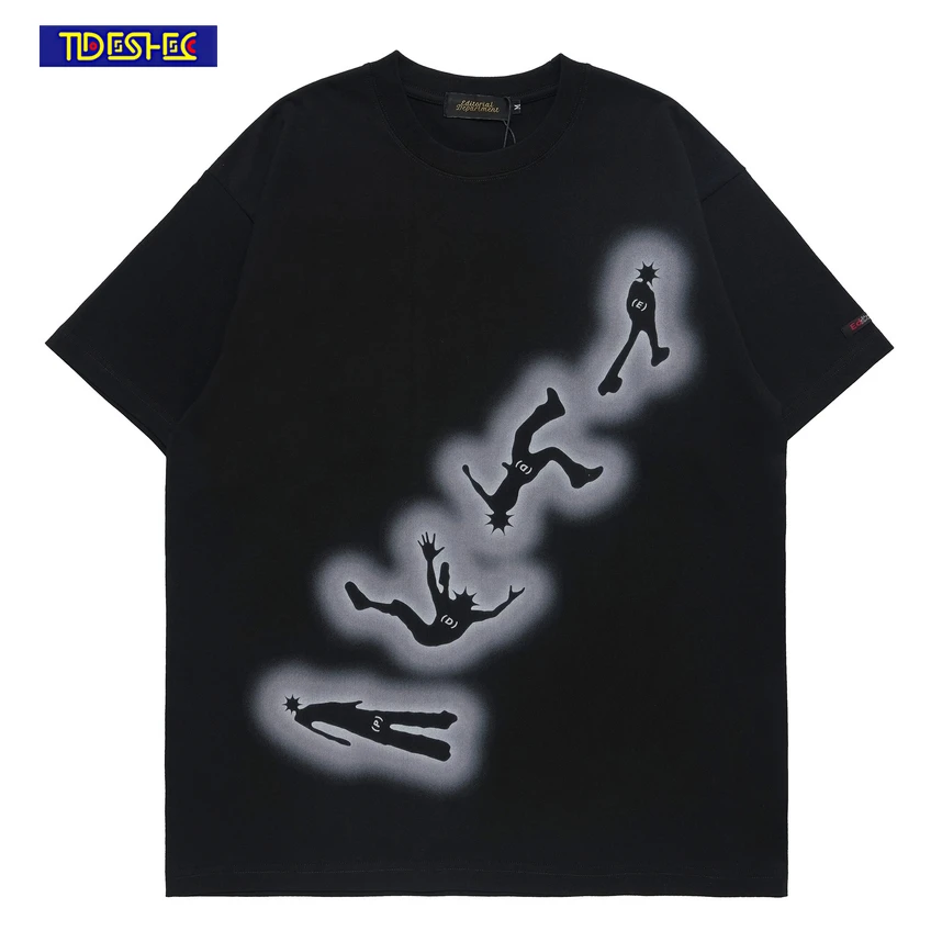 

Streetwear Unisex Oversized Harajuku T Shirt for Men Cotton Abstract Shadow Graphic Short Sleeves Fashion Summer New T Shirt