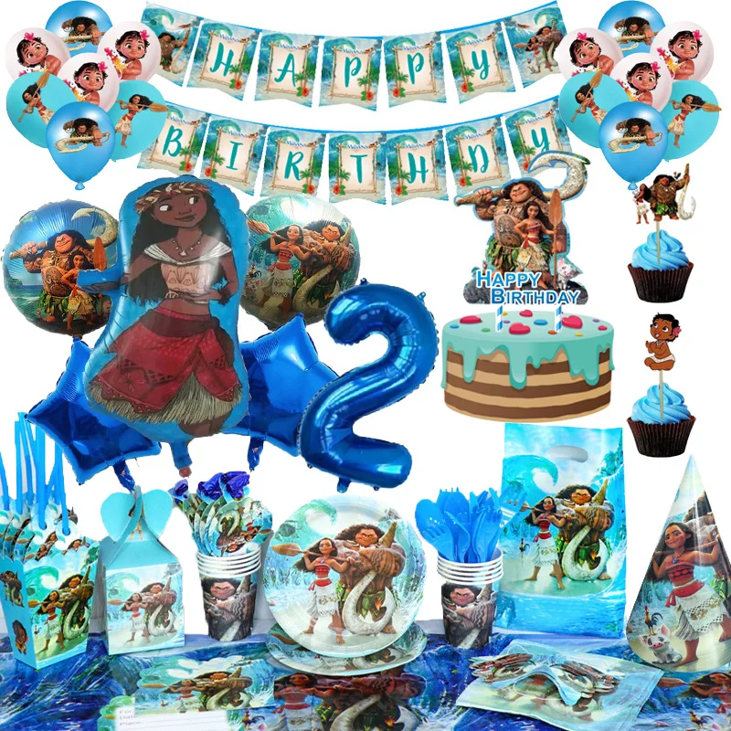 Disney Moana Princess Party Tableware Paper Cup Plate Napkins Tablecloth Kids Birthday Party Baby Shower Decorations Supplies