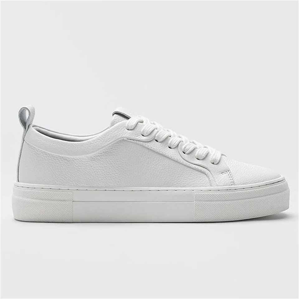 Women's Vulcanize Shoes 2023 Classic Solid Color Genuine Leather Vulcanized Shoes Woman Casual White Shoes Female Flat Sneakers