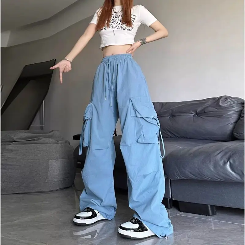 Women's Y2K Clothes Cargo Pants Summer Thin Loose Skinny Straight Wide Leg Casual Quick Dry Straight Leggings Korean Style