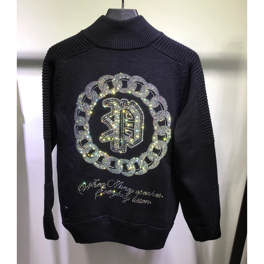 

2023 Men Sweater Cotton Pattern Diamond Fashion Knitwear Thick Coat Warm Winter Hip Hop Trend uomo plein sueteres para hombre