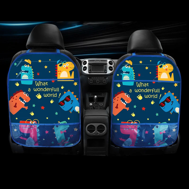 

Cartoon Car Seat Kid Protector Cute Auto Seat Back Cover for Children Kids Baby Oxford Cloth with PVC Waterproof Anti Kick Mat