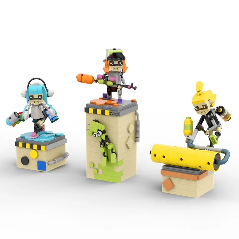 

Game Splatoons 3 Inking Little Buddys Squid Figure Building Block Collectible 3-in-1 Humanoid Cephalopods Bricks Toys For Kids