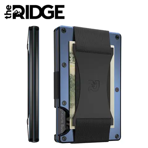 The Ridge RFID Блокировка минималистский тонкий бумажник для мужчин брендовый Роскошный Алюминиевый металлический кошелек Carteira Masculina кредитный ...