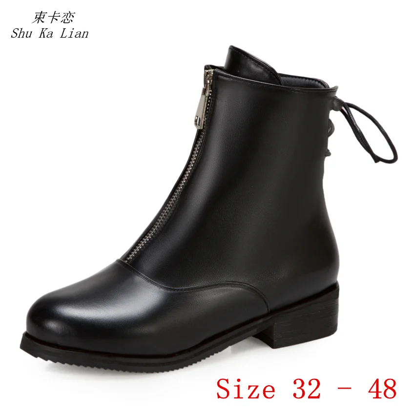

Spring Autumn Low Heels Woman Ankle Chelsea Boots Women Casual Shoes Low Heel Short Boots Small Plus Size 32 - 48