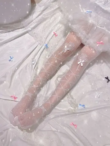 Милые тонкие жаккардовые носки в японском стиле Лолита с перекрестным бантом, чулки выше колена в стиле готической Лолиты, женские чулки