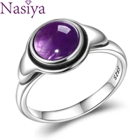 nasiya simple silver rings with amethyst fine gemstone for women party wedding wholesale dropshipping