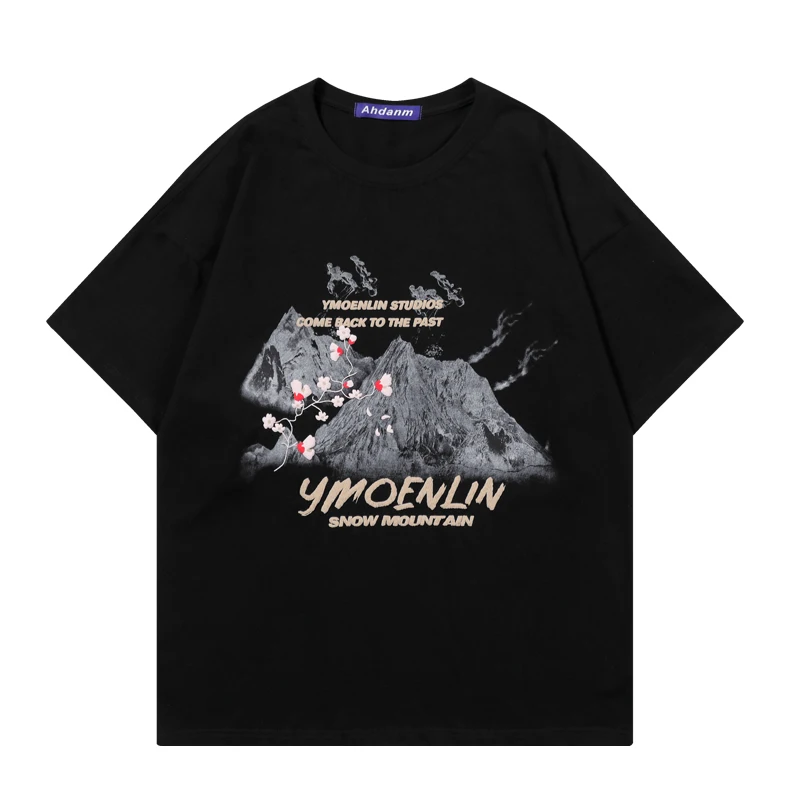 

Hip Hop Harajuku T Shirt Streetwear Mount Letter Printed T-Shirt Cotton Casual Tshirt 2022 Men Short Sleeve Tops Tees Black