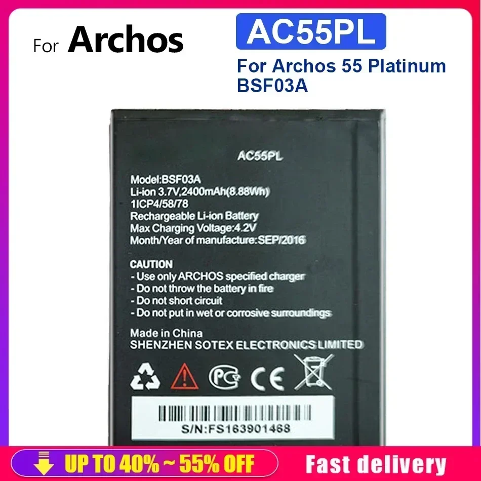 Сменные аккумуляторы для мобильных телефонов AC55PL портативного смартфона Archos 55