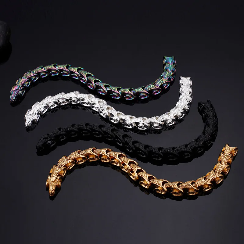 

Men's Snake Punk Bracelet Stainless Steel Bracelet 316L Black Gold Silver Viking Fashion