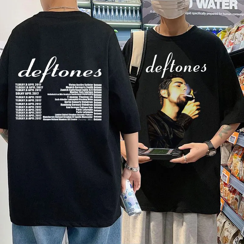 

Deftones Chino Moreno Smoking Double Sided Printde T-shirt Summer Men Women Rock T Shirts Male Hip Hop Casual Oversized Tshirt