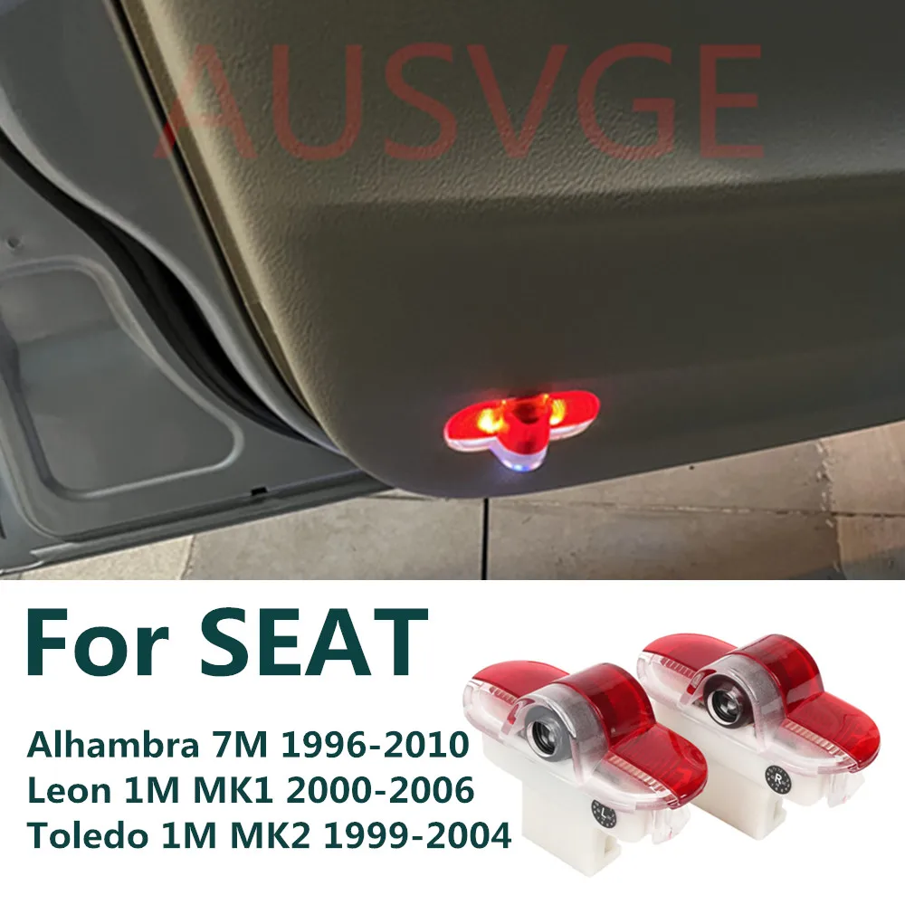 Фото 2X для Seat Alhambra 7M Leon 1M MK1 Toledo MK2 светодиодный проектор с логотипом на дверь автомобиля, приветственная тень, предупреждающие лампы, аксессуары №1