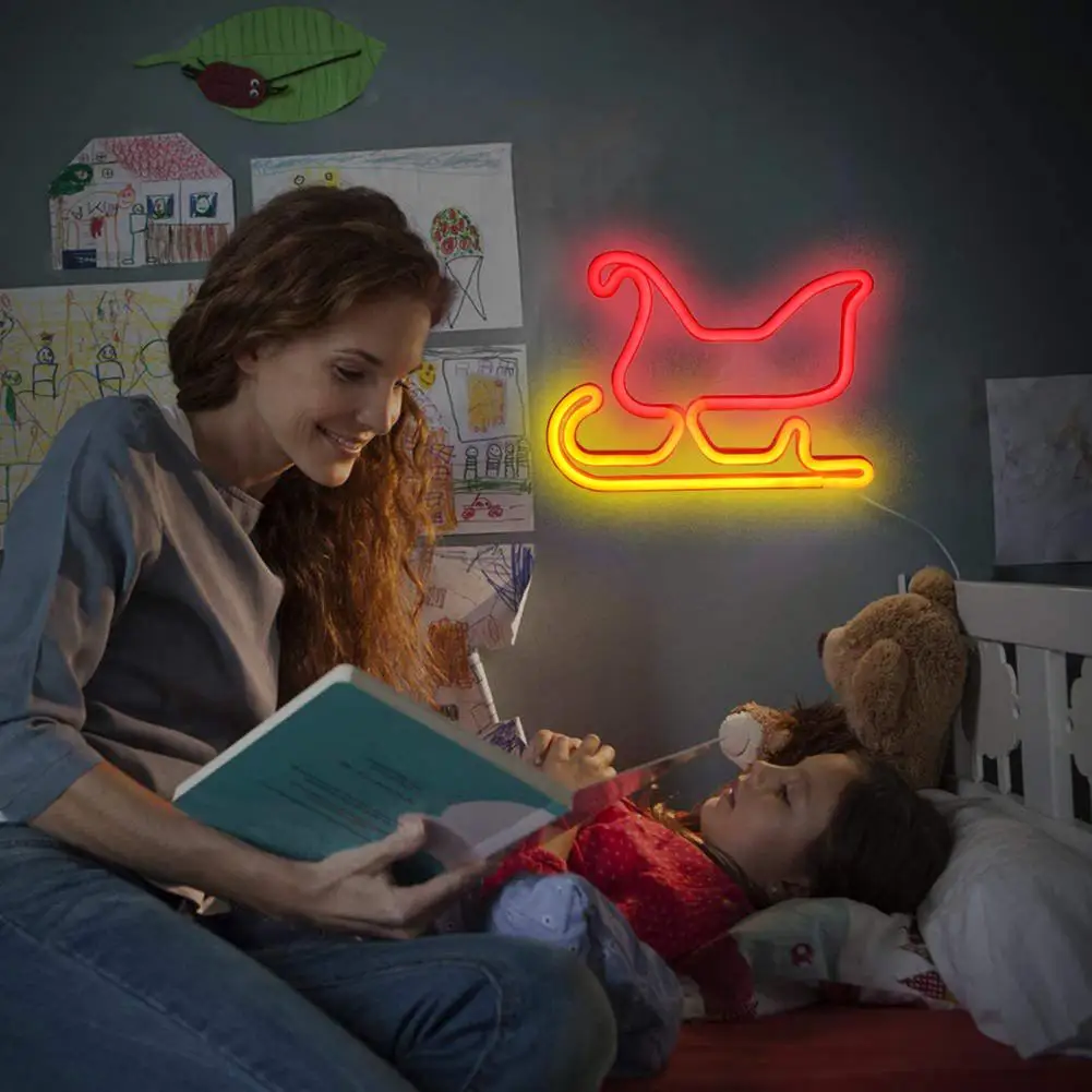 

Led Neon Light Xmas Sled Neon Lamp Eye-catching Christmas Sled Neon Lamp Usb/battery Operated Desktop Decor with Stunning Visual