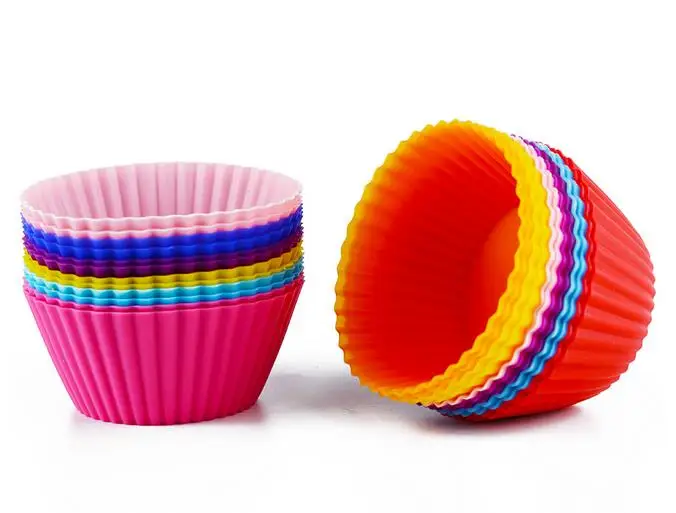 

DIY by Random Color New 12 pcs Silicone Cake Cupcake Cup Cake Tool Bakeware Baking Silicone Mold Cupcake and Muffin Cupcake for