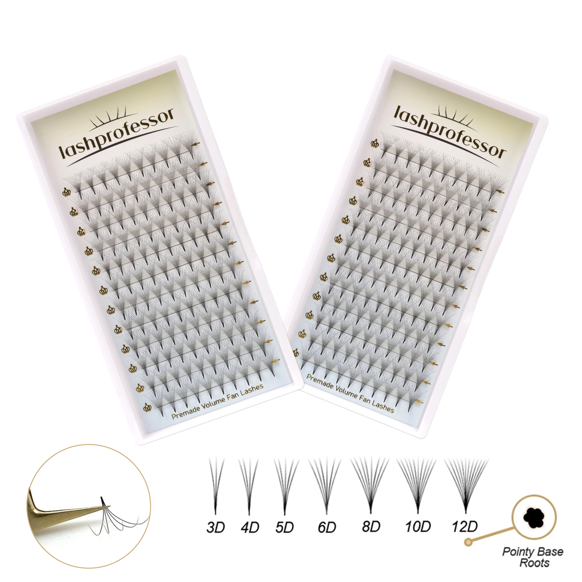 

Lashprofessor Pointy Base Premade Volume Fans Sharp Slim Thin Stem Eyelash Extension 5D 6D 8D 10D 12D Russian Volume Fans Cilios