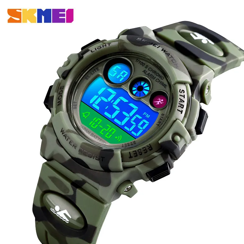 

SKMEI Children LED Electronic Digital Watch Stop Watch Clock 2 Time Kids Sport Watches 50M Waterproof Wristwatch For Boys Girls