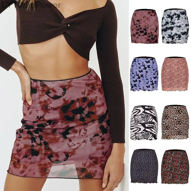 

20222 Mini Skirt Double-Layer Slim Wrap Hip Skirt Women's Skirts Mesh Short Skirt High Waist Double-layer Slim Bag Hip Skirt